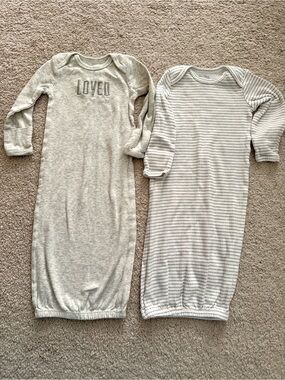 Bundle Set of 2 Neutral Grey Baby Sleep Gown Set